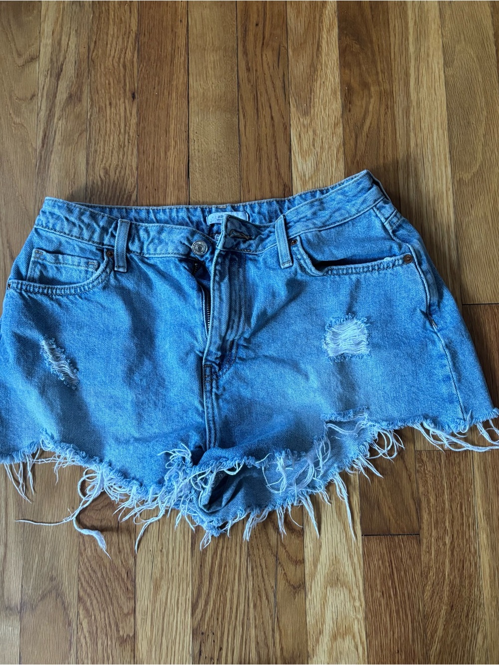 Forever 21 Light Blue Distressed Denim Cutoff Shorts